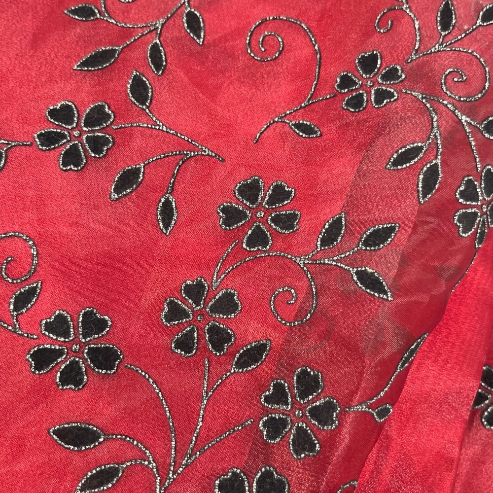 Blueberi Boulevard Black Velvet and Red Floral Fit‎ n Flare Dress - Picture 5 of 5